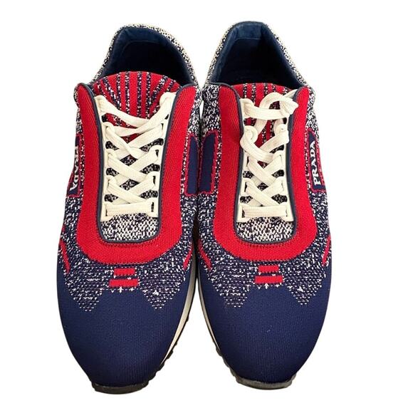 Prada Prax 01 Knit Sneakers Size 39 Red Blue Rare Luxury Trainers - Picture 5 of 8